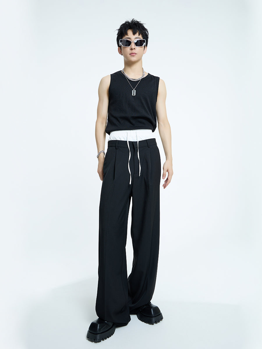 【23s September.】Double Layer High Waist Relaxed Pants