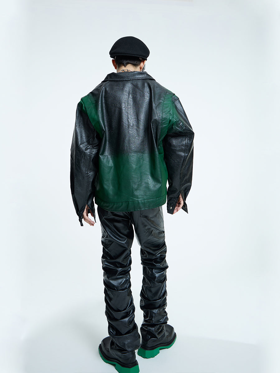 【23s September.】Dyed PU Punk Jacket+ Leather Pants
