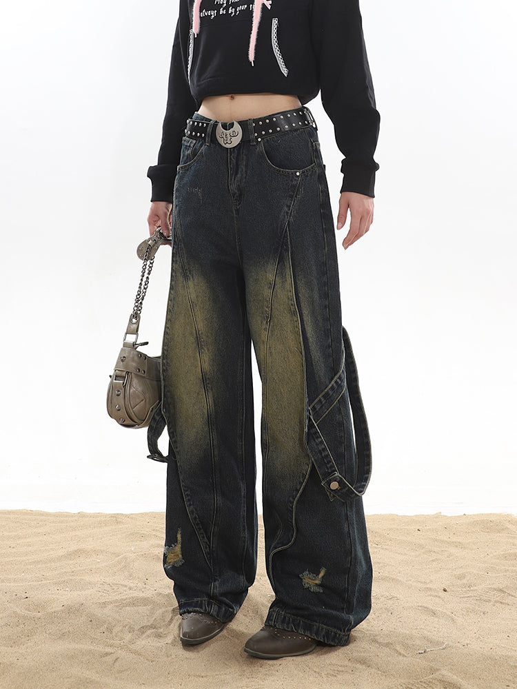 【23s November.】Deconstructed Washed Distressed Jeans