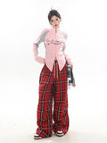 【23s December.】Christmas Red Plaid Casual Drawstring Sweatpants ArtsKoreanMan