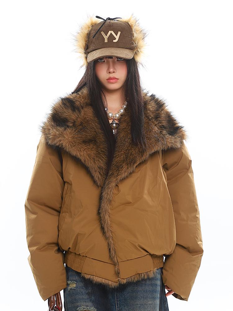 【24s Dec.】Retro Thickened Large Fur Collar Cotton Coat ArtsKoreanMan