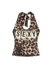 【24s Nov.】Leopard Halter Crop Top ArtsKoreanMan