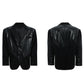 【25s Mar.】Niche Split PU Leather Stitching Shoulder Pad Suit Jacket