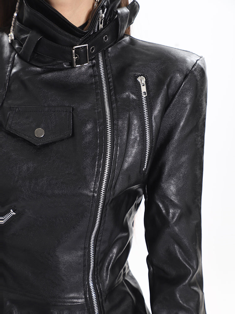【24s March.】Hot Girl Slim Fit Short Leather Jacket
