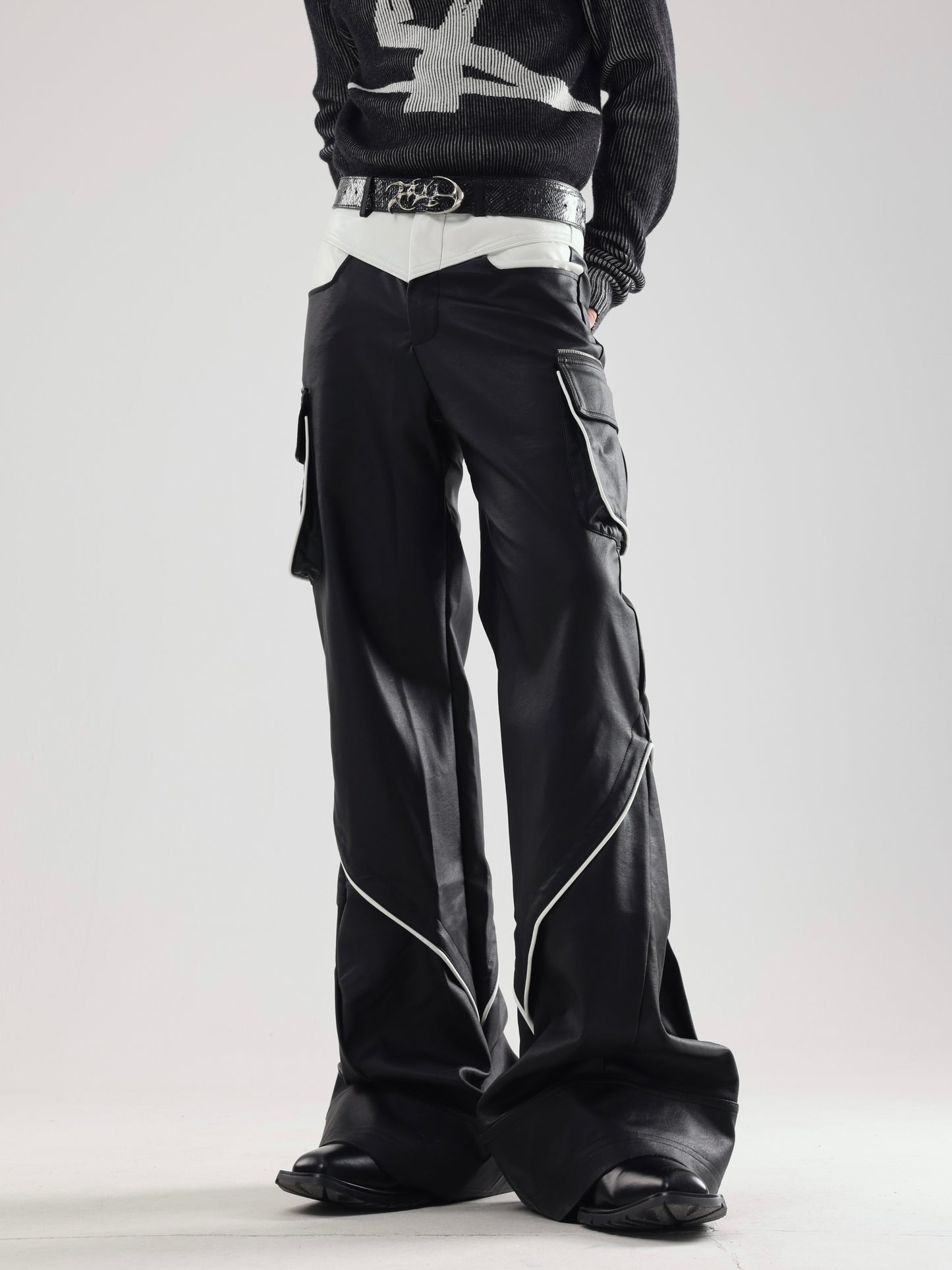 【24s January.】Deconstructed Pocket Pu Leather Pants
