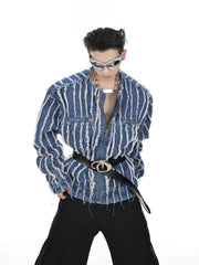 【23s Jun.】Fringed Shoulder Padded Denim Jacket ArtsKoreanMan