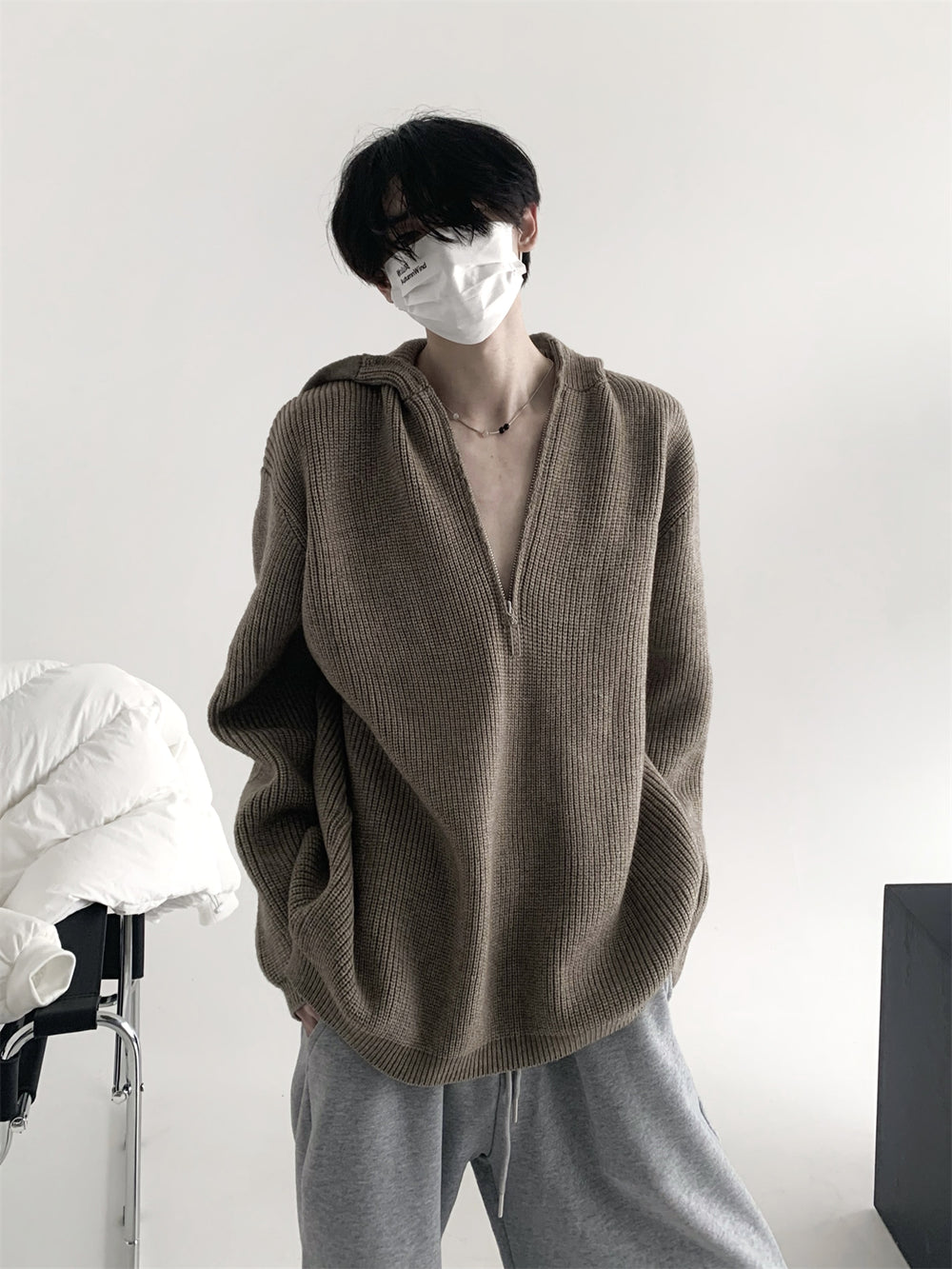 【23s November.】Half-zip Hooded Knitted Sweater ArtsKoreanMan