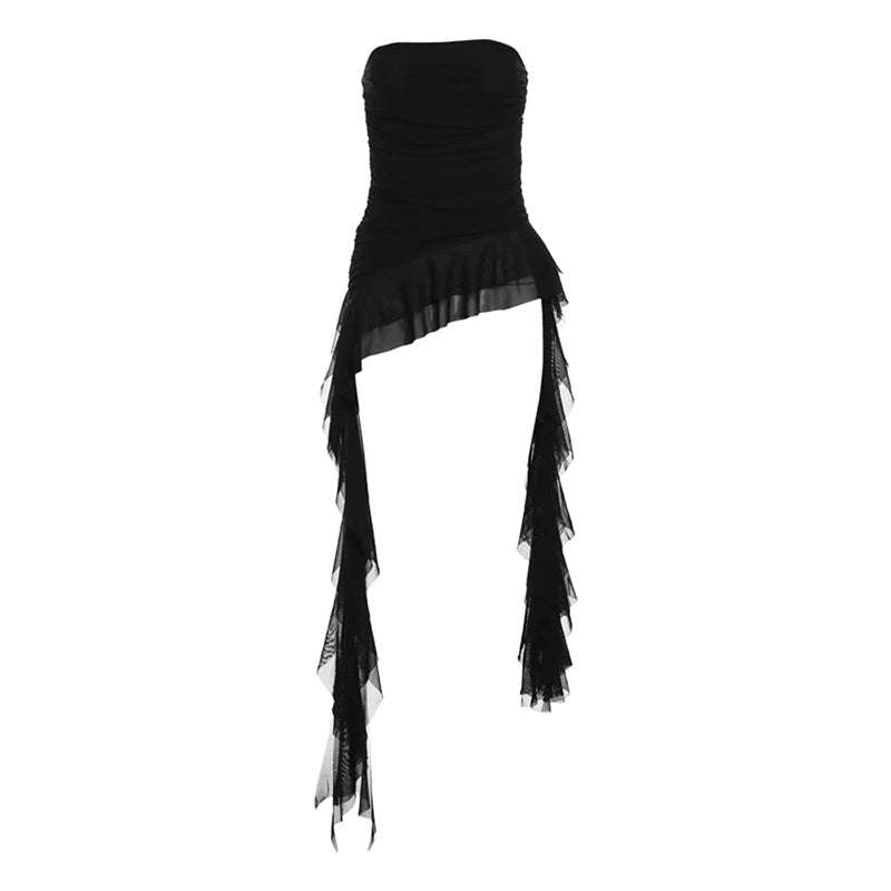 【24s May.】Ruffled Patchwork Bodycon Bandeau Top ArtsKoreanMan