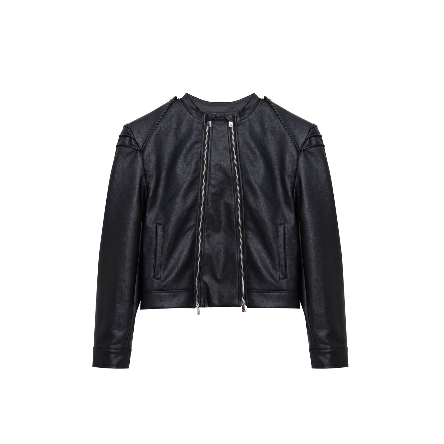 【24s Oct.】Deconstructed Double Zip PU Leather Jacket