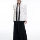 【25s Mar.】White Tailored Blazer with Metal Logo and Structured Shoulders