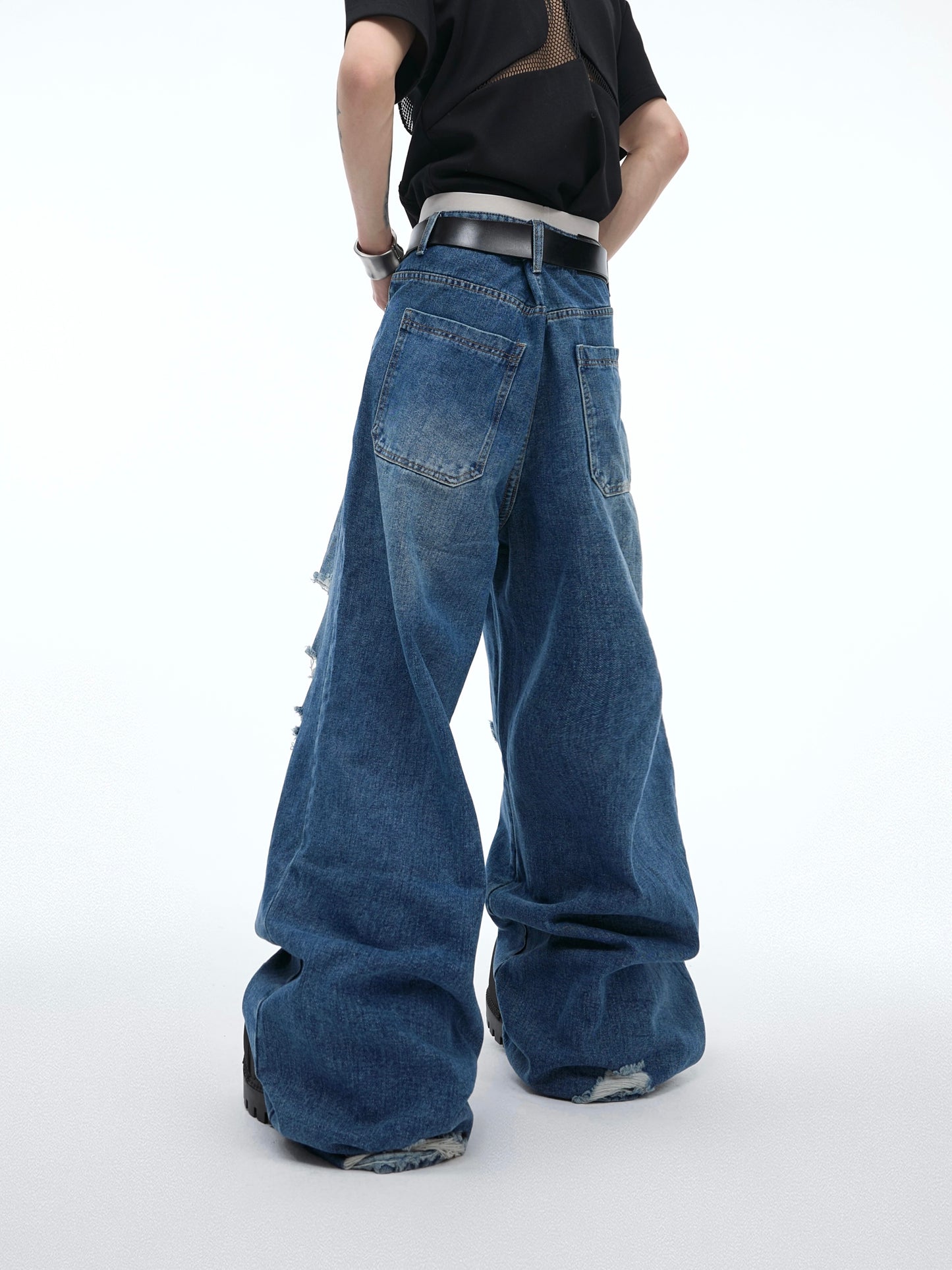 【24s May.】Deconstructed Ripped Fringed Baggy Jeans