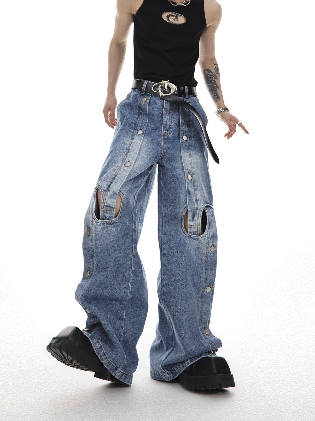 【23s May.】Irregular Cutout Jeans – ArtsKoreanMan