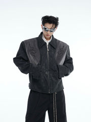 【25s Feb.】Snake Bone Pattern Rivet Embroidery PU Leather Jacket