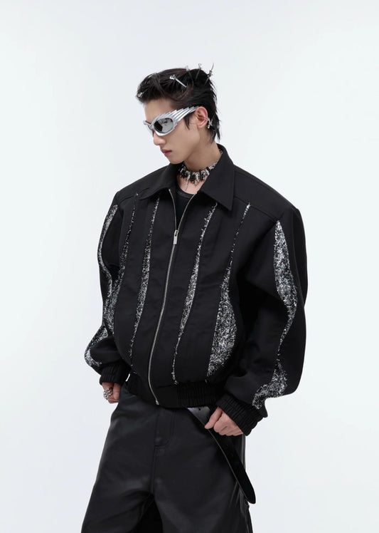 【24s Sep.】Patchwork Sequined Cropped Jacket