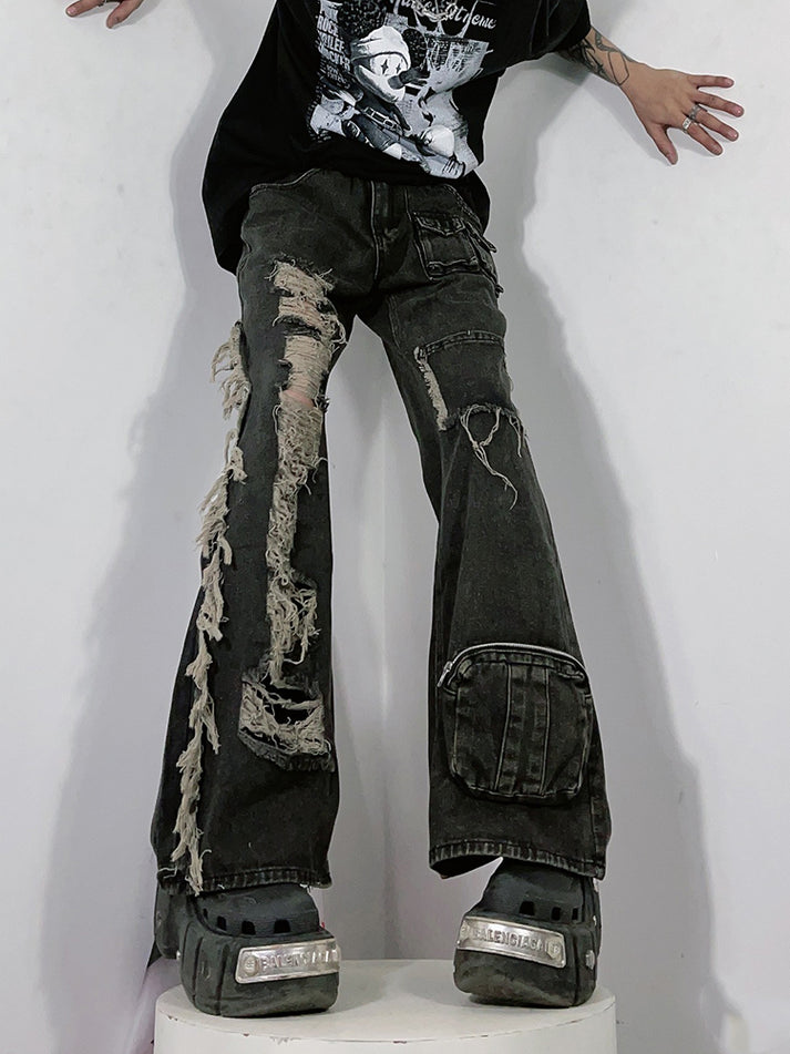 Vintage Ripped Cargo Jeans with Multiple Pockets – ArtsKoreanMan