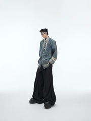 【24s April.】Mesh Hollow Design Denim Shirt ArtsKoreanMan