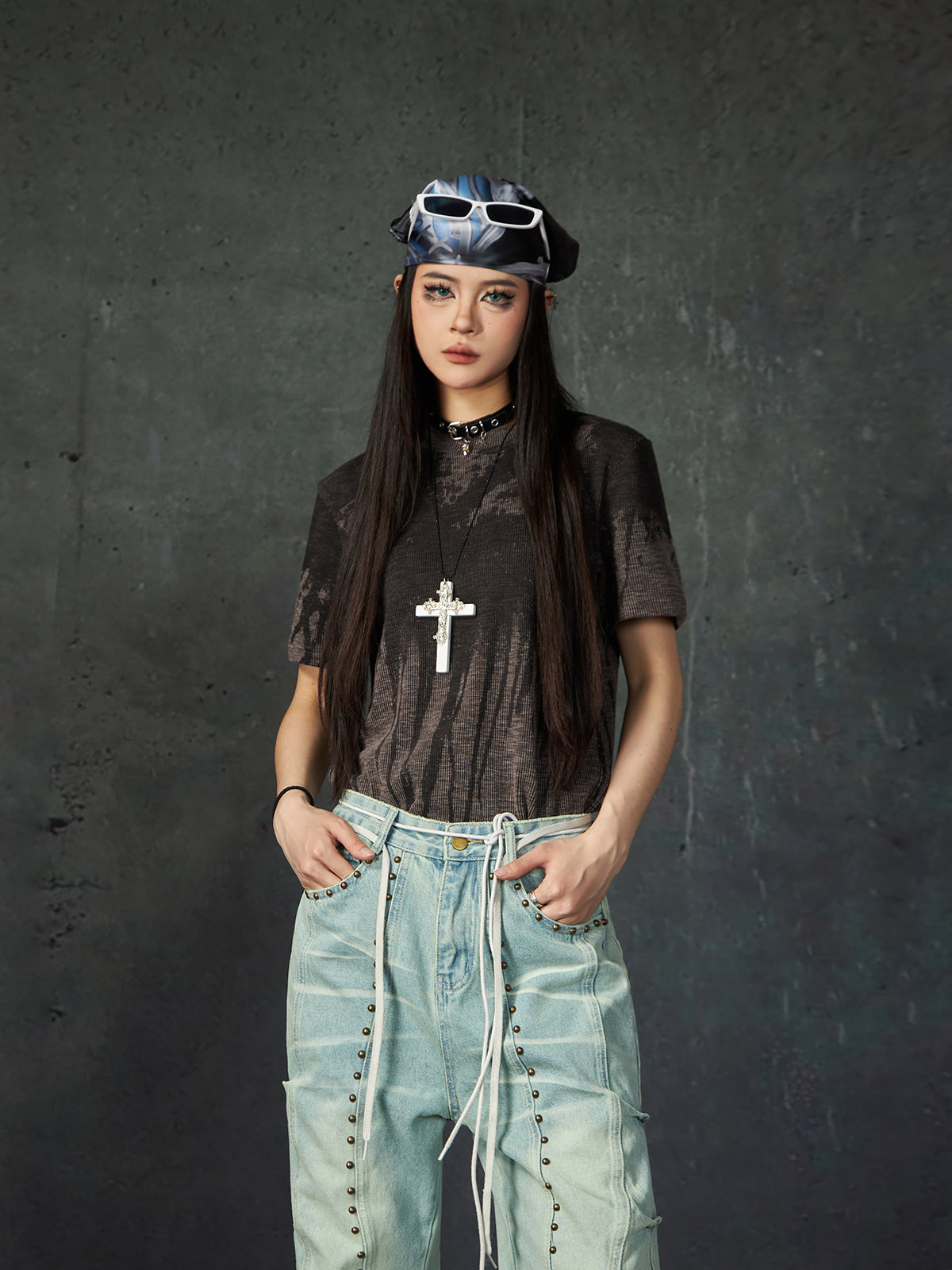 【25s Mar.】High Street Distressed Printed Elastic T-Shirt