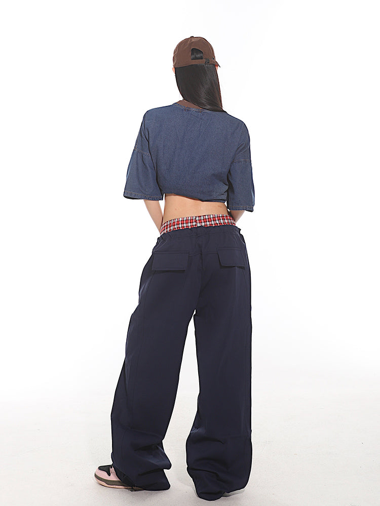 【24s July.】Hot Girl Plaid Stitching Casual Pants TrendyStyle101