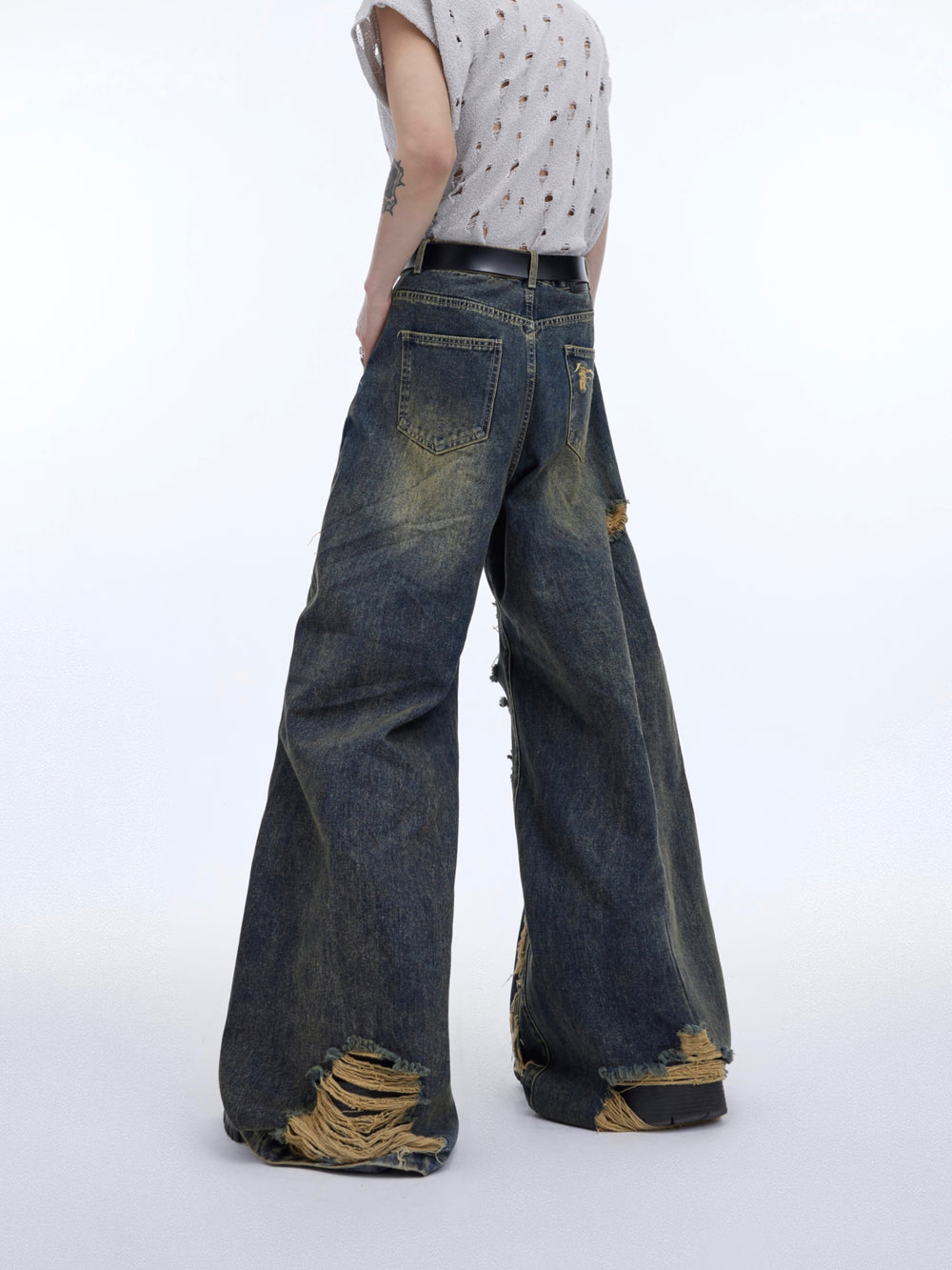 【24s May.】Deconstructed Fringed Ripped Jeans ArtsKoreanMan