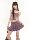 【24s July.】Hot Girl Lace Purple Denim Vest + Short Skirt ArtsKoreanMan