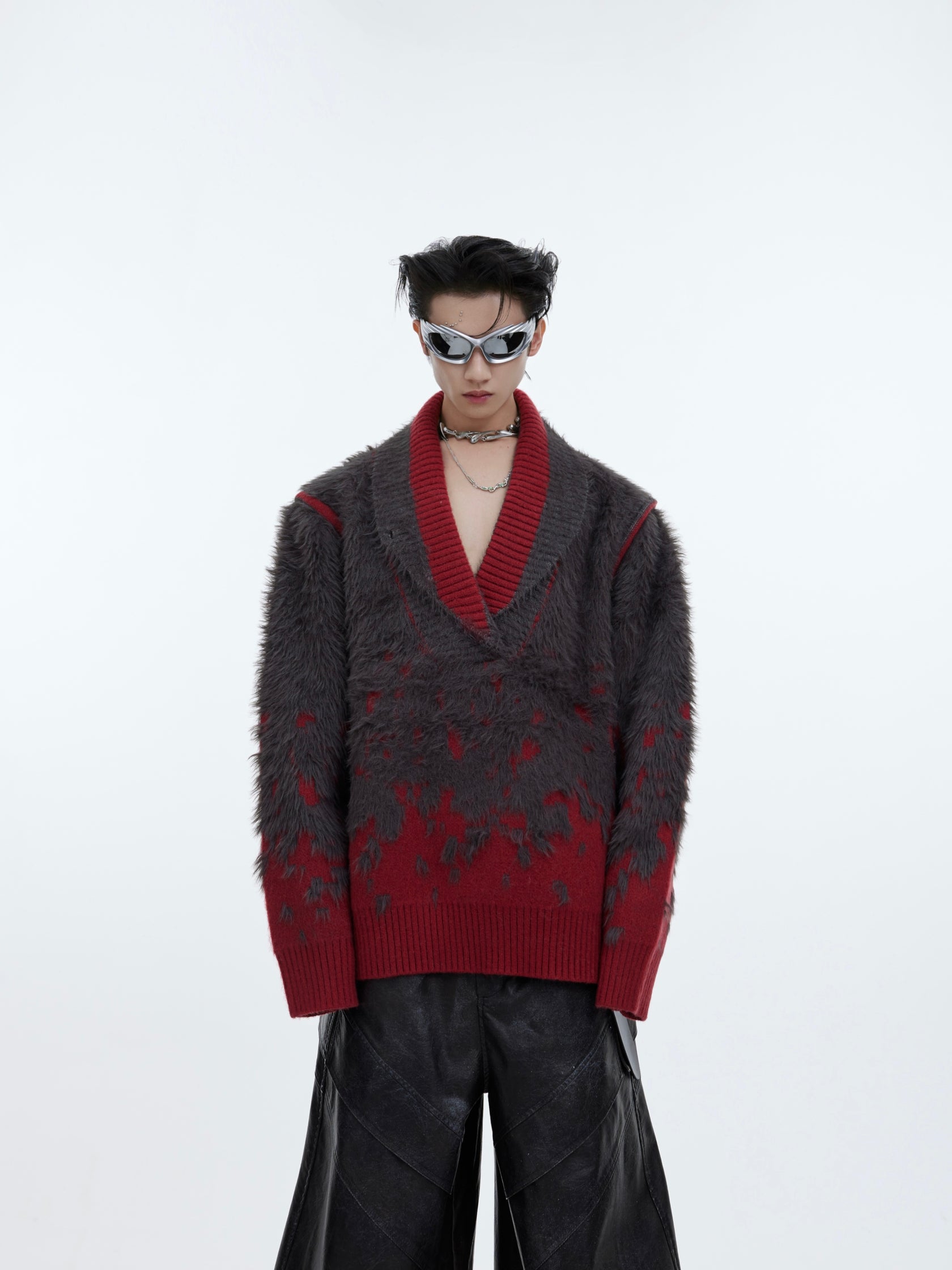 Christmas Gradient V-neck Knitted Sweater – ArtsKoreanMan