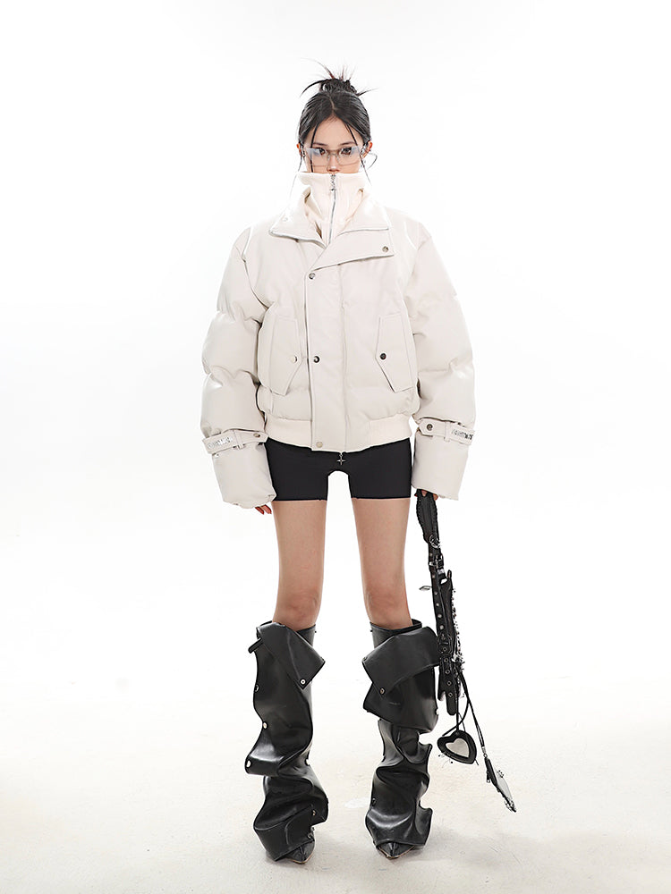 【24s Dec.】High-end Fake Two-piece Stand-collar Short Cotton Jacket ArtsKoreanMan