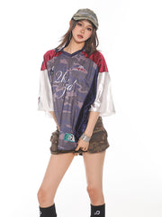 【24s July.】Retro Mesh Patchwork Jersey T-shirt ArtsKoreanMan