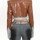 【24s January.】Paneled Deconstructed Bow Leather Biker Jacket