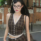 【24s Sep.】Retro Plaid Vest Waistcoat Casual Wide Leg Pants Set TrendyStyle101