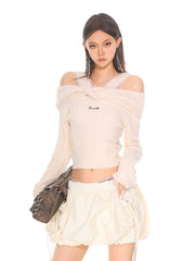 【24s Oct.】Sweet Cool Girl Off-Shoulder Slim-fitting Sweater ArtsKoreanMan