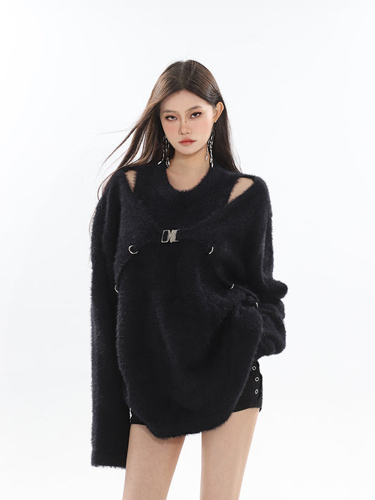 【23s September.】Knitted Cutout Skin-friendly Sweater