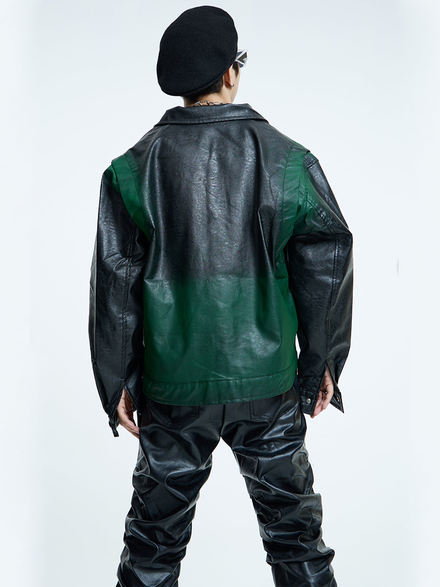 【23s September.】Dyed PU Punk Jacket+ Leather Pants