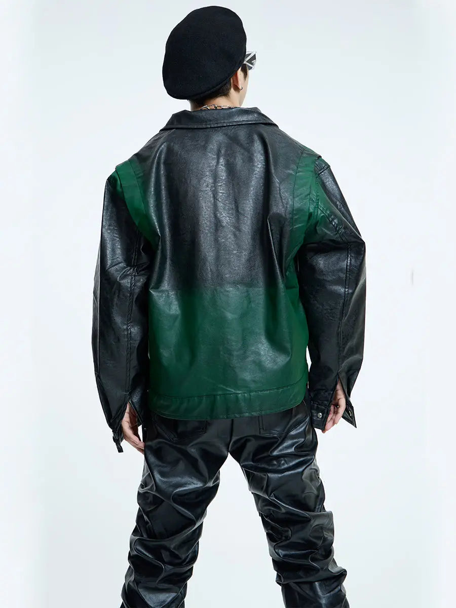 【23s September.】Dyed PU Punk Jacket+ Leather Pants ArtsKoreanMan