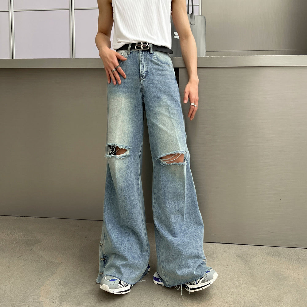 【24s Aug.】High Street Vibe Retro Ripped Oversize Jeans ArtsKoreanMan