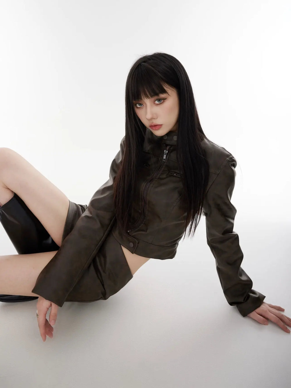 【23s August.】Punk Leather Jacket Low Waist Skirt ArtsKoreanMan