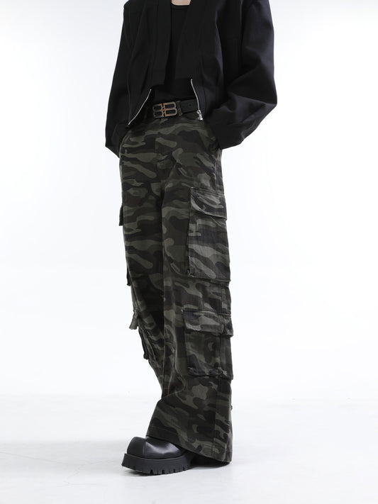 【24s Oct.】Vintage Distressed Camouflage Loose Overalls