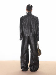 【24s Oct.】Luxury Silhouette Biker Jacket with Padded Shoulders ArtsKoreanMan