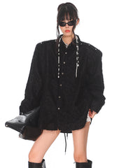 【24s Oct.】Retro Shoulder Pad Metallic Glitter Shirt Jacket ArtsKoreanMan