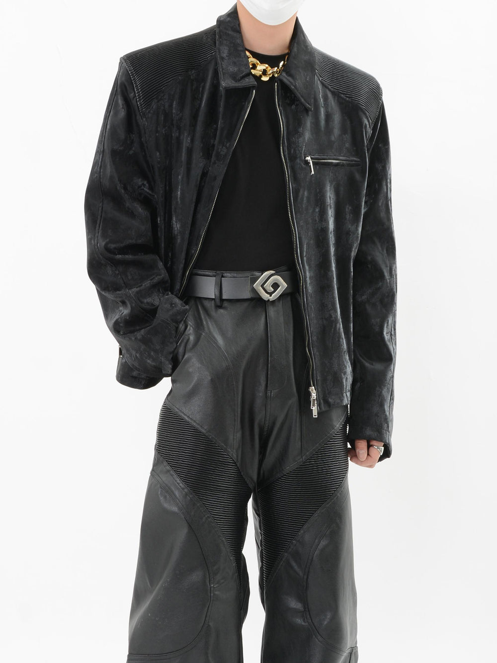 【24s Sep.】PU Leather Patchwork Jacket ArtsKoreanMan