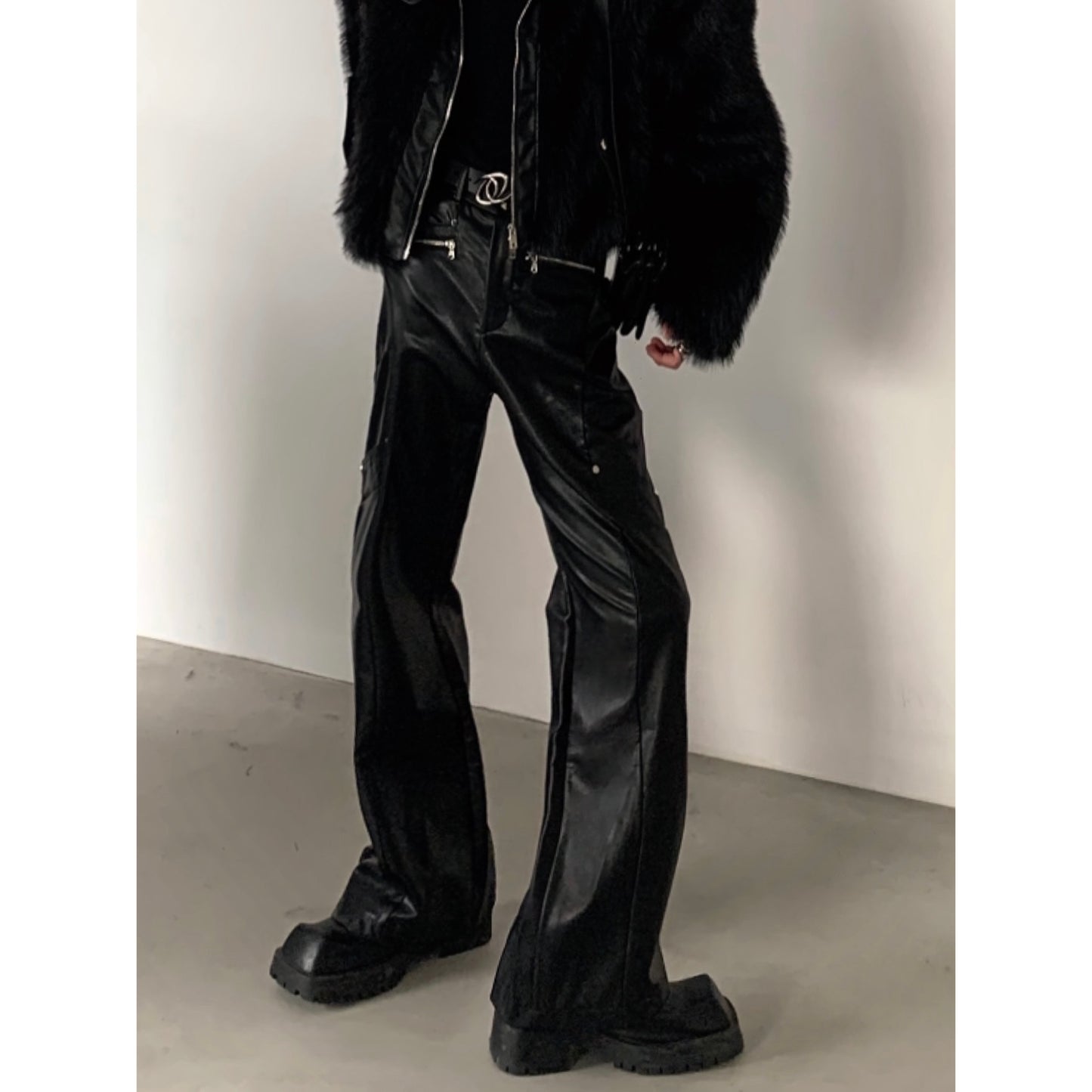 【23s December.】Punk Deconstructed Black Leather Pants