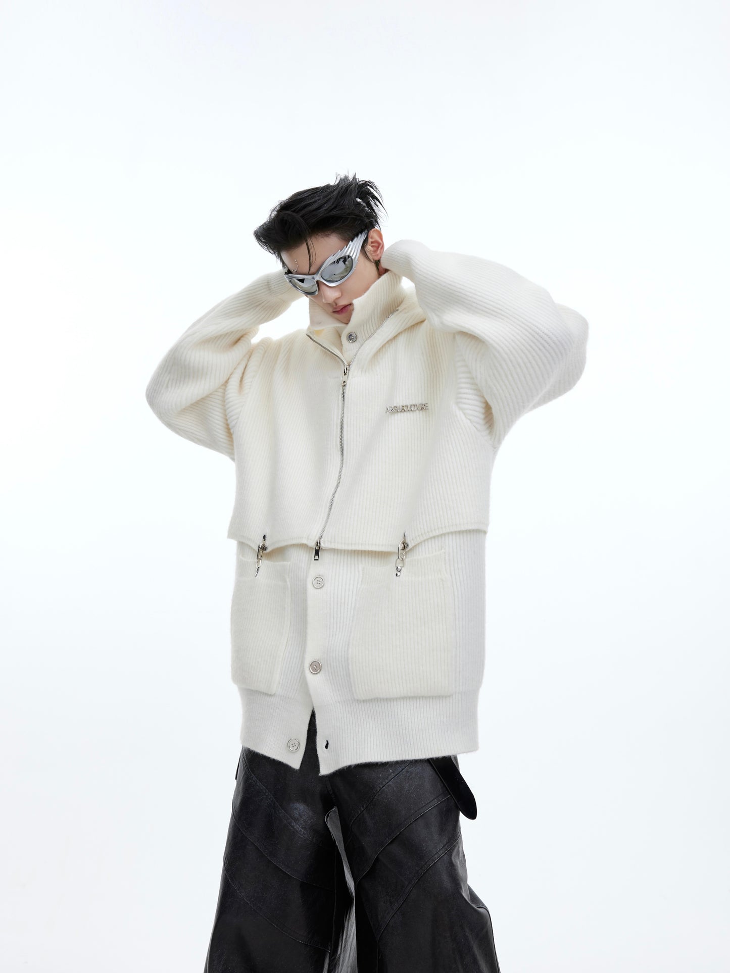【24s January.】Deconstructed Fake Two-piece Knitted Hooded Sweatshirt