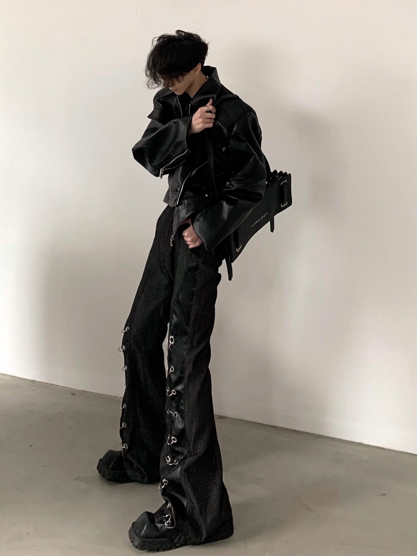 【24s March.】Deconstructed Black Leather Jacket