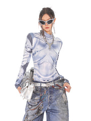 【24s Oct.】Futuristic Robot Printed Slim Bodysuit ArtsKoreanMan