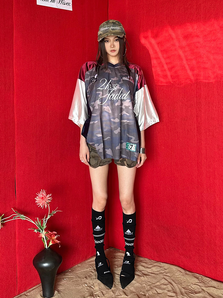 【24s July.】Retro Mesh Patchwork Jersey T-shirt ArtsKoreanMan