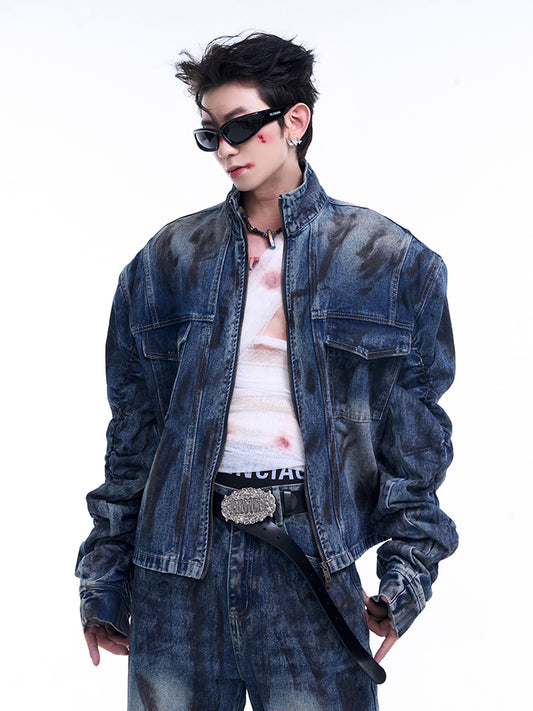 【24s Sep.】Wrinkled Short Denim Jacket ArtsKoreanMan