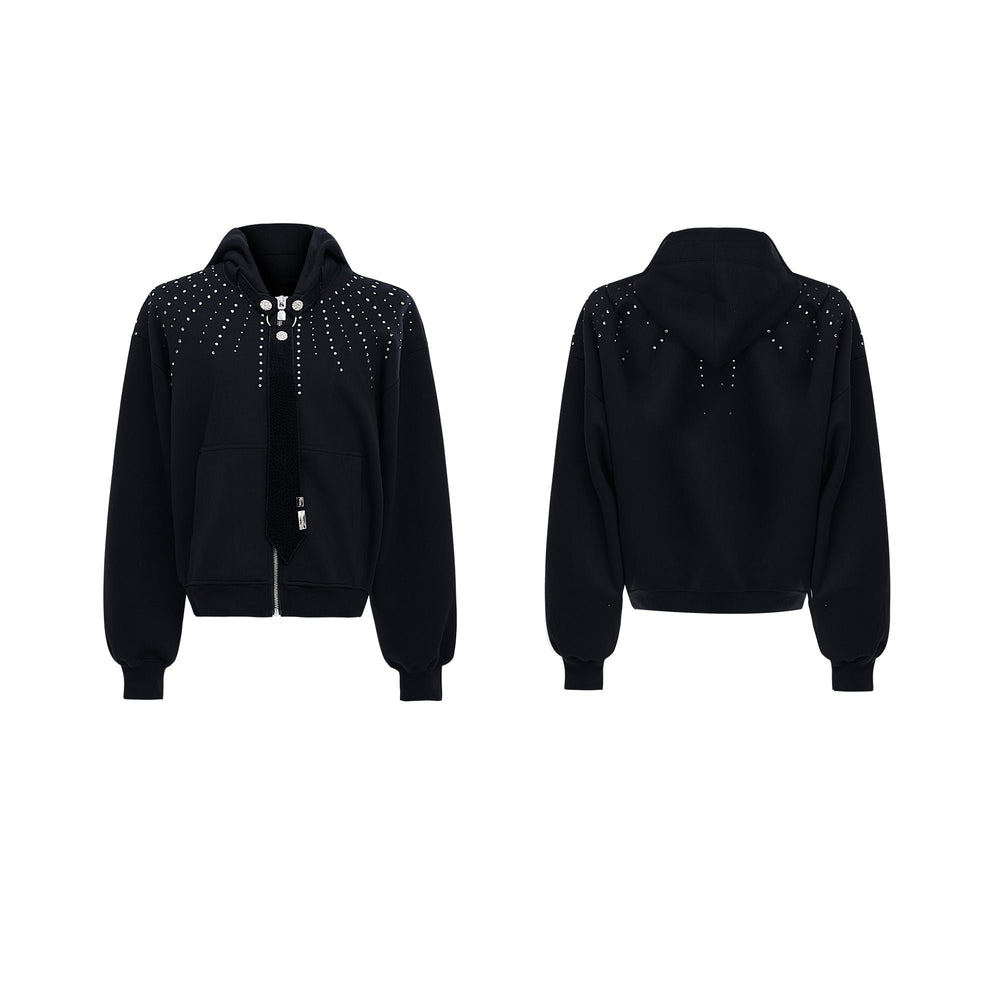 【24s Oct.】Rhinestone Detachable Tie Design Hoodie ArtsKoreanMan
