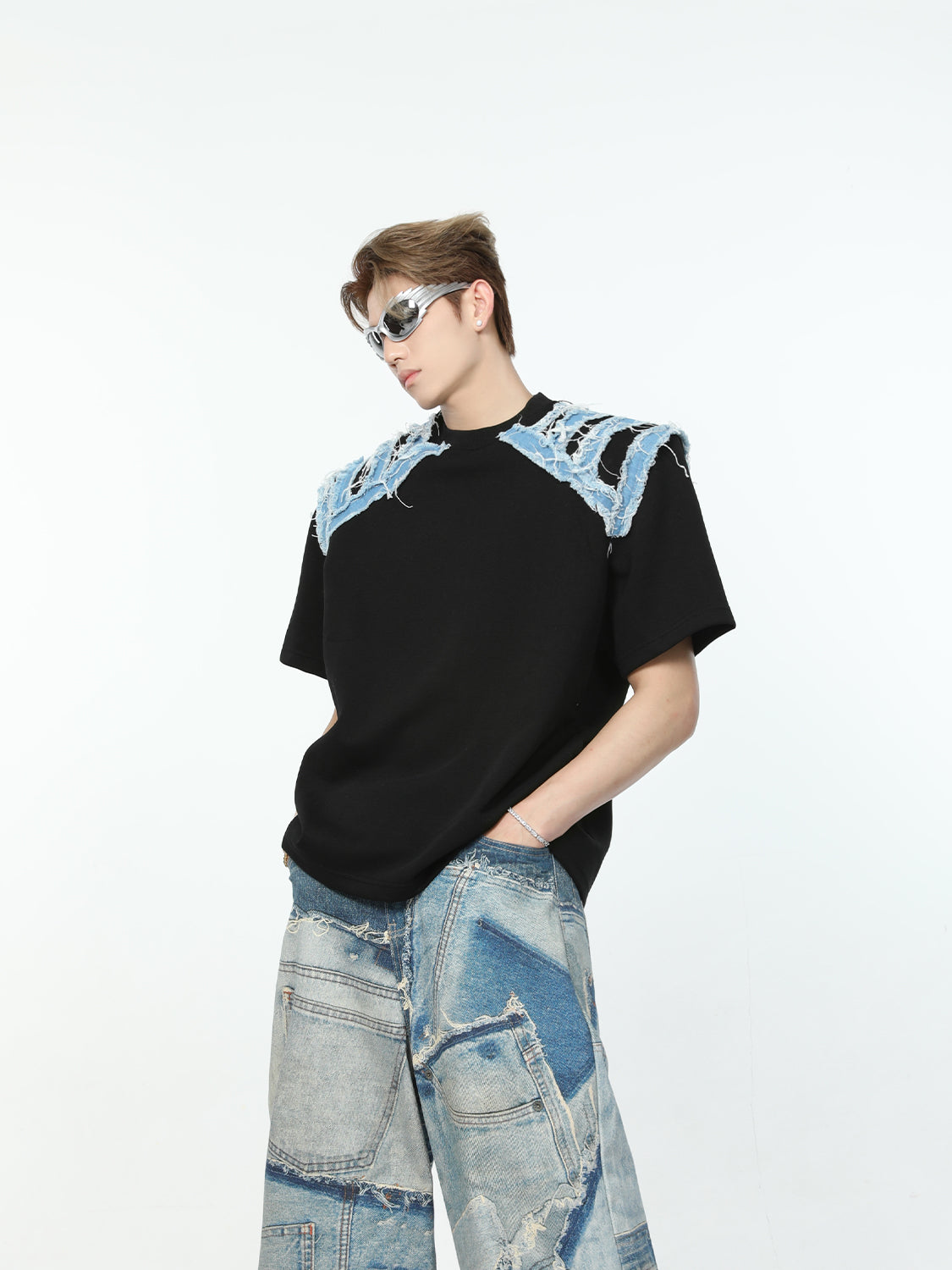 【24s May.】High Street Contrast Color Splicing Simple T-Shirt