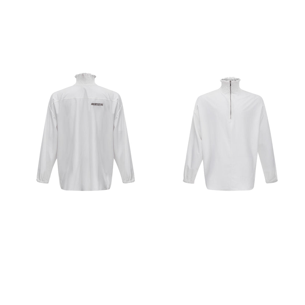 【24s Oct.】High Collar Pleated Loose Lace Shirt ArtsKoreanMan