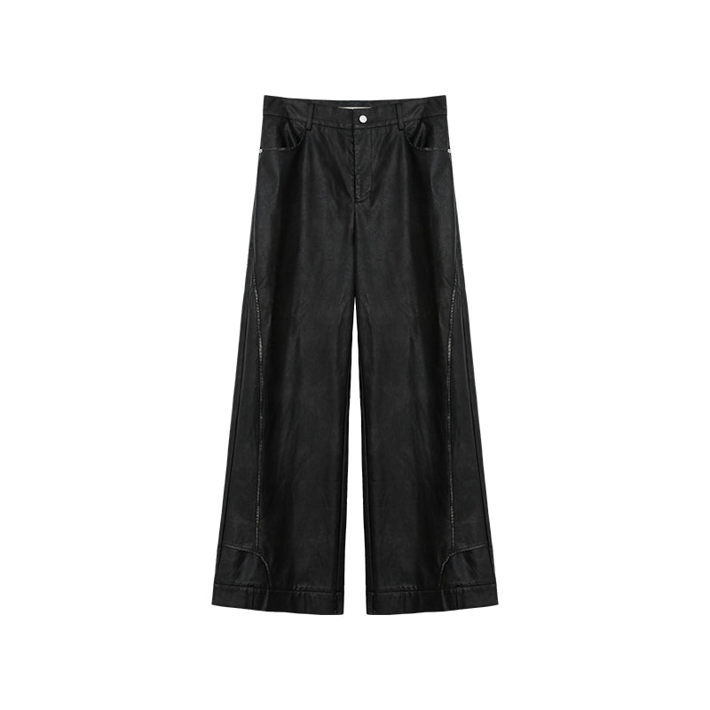 【24s March.】Deconstructed Three-dimensional Black Leather Pants ArtsKoreanMan