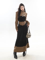 【23s December.】Black and Brown Patchwork Leather Hottie Dress ArtsKoreanMan